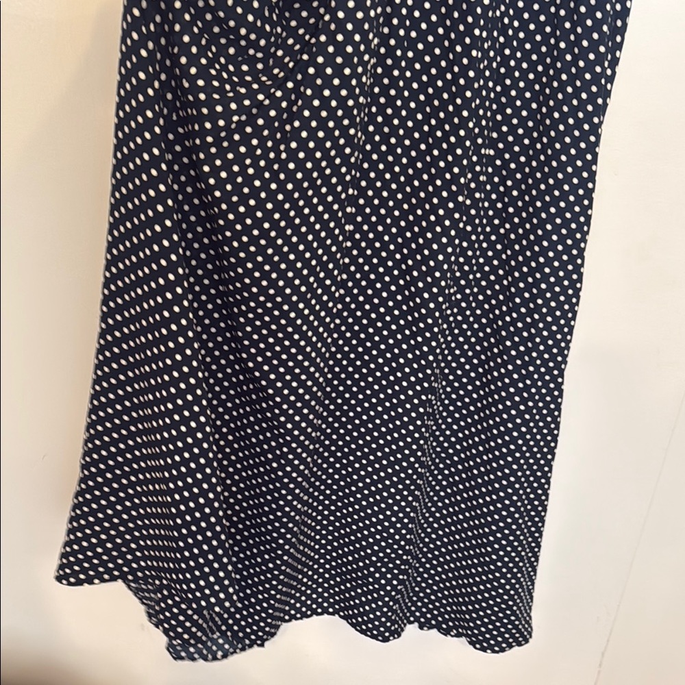 LULUS, Dream Love Navy Blue Polka Dot Off-the-Shoulder Maxi Dress - Picture 11 of 11